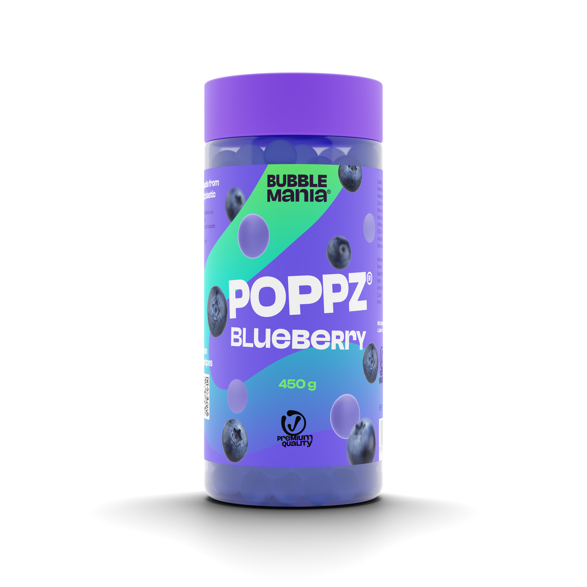 Popping Boba-Fruchtperlen für Bubble Tea | Blaubeere - Fruchtige Tapiokaperlen von Bubble Mania - 450 G