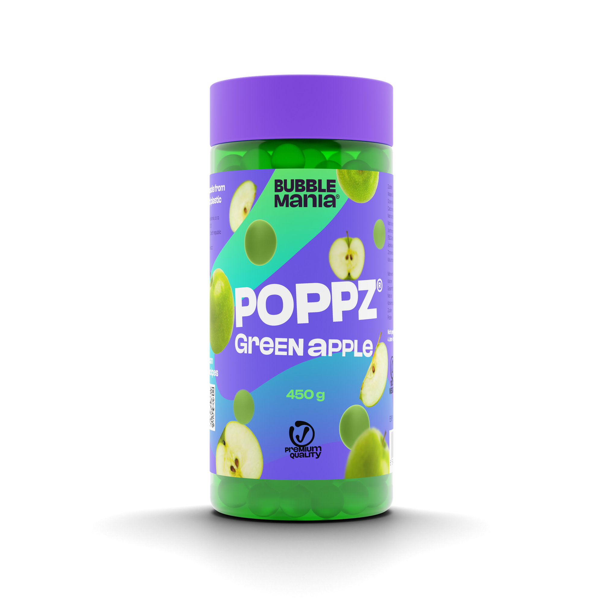 Popping Boba-Fruchtperlen für Bubble Tea | Grüner Apfel - Fruchtige Tapiokaperlen von BubbleMania - 450 G