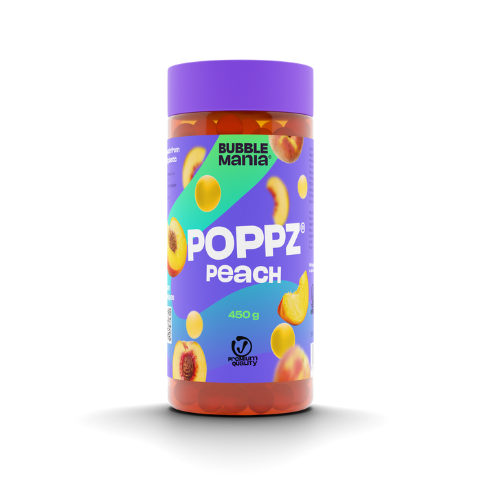 Popping Boba-Fruchtperlen für Bubble Tea | Pfirsich - Fruchtige Tapiokaperlen von Bubble Mania - 450 G