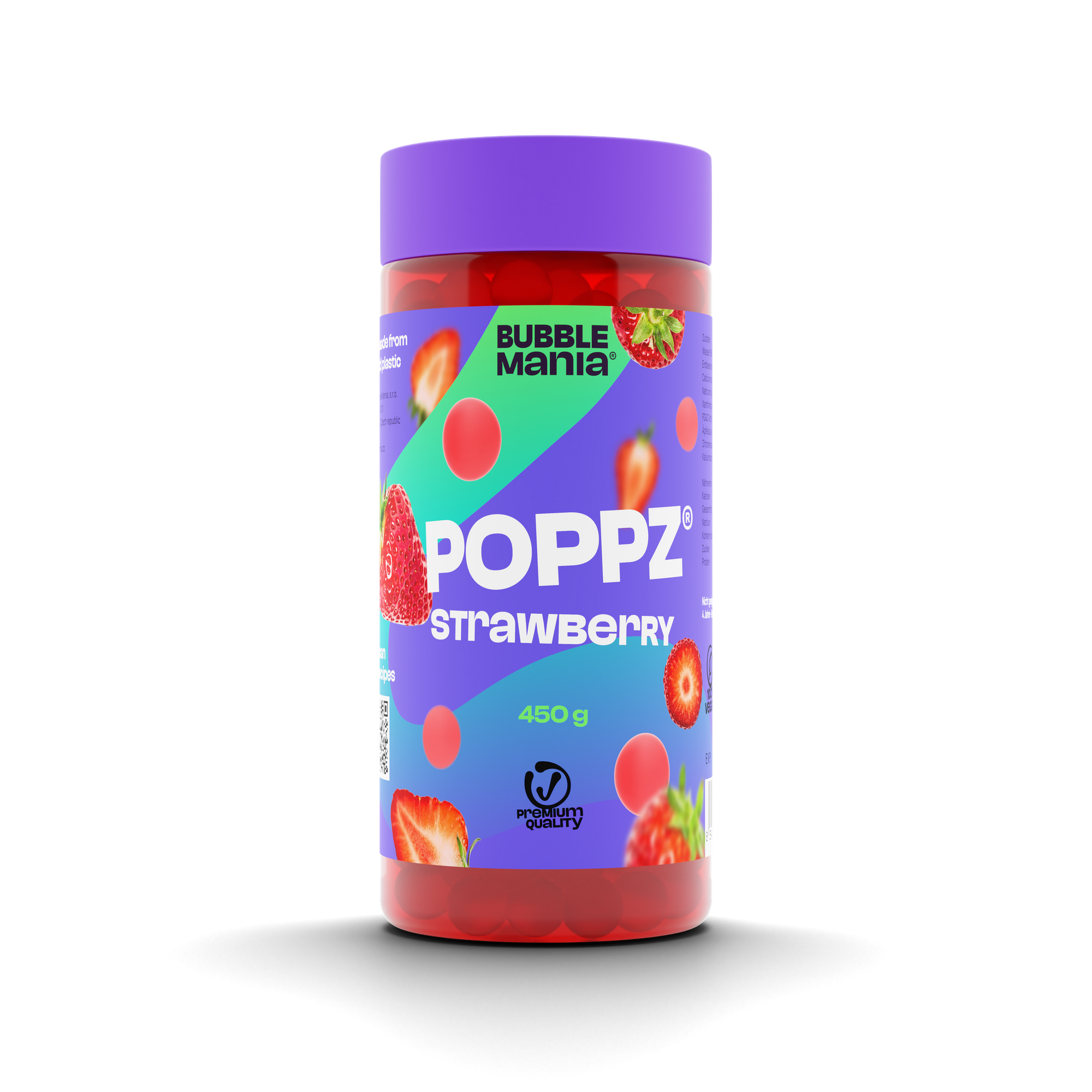 Popping Boba-Fruchtperlen für Bubble Tea | Erdbeere - Fruchtige Tapiokaperlen von Bubble Mania - 450 G