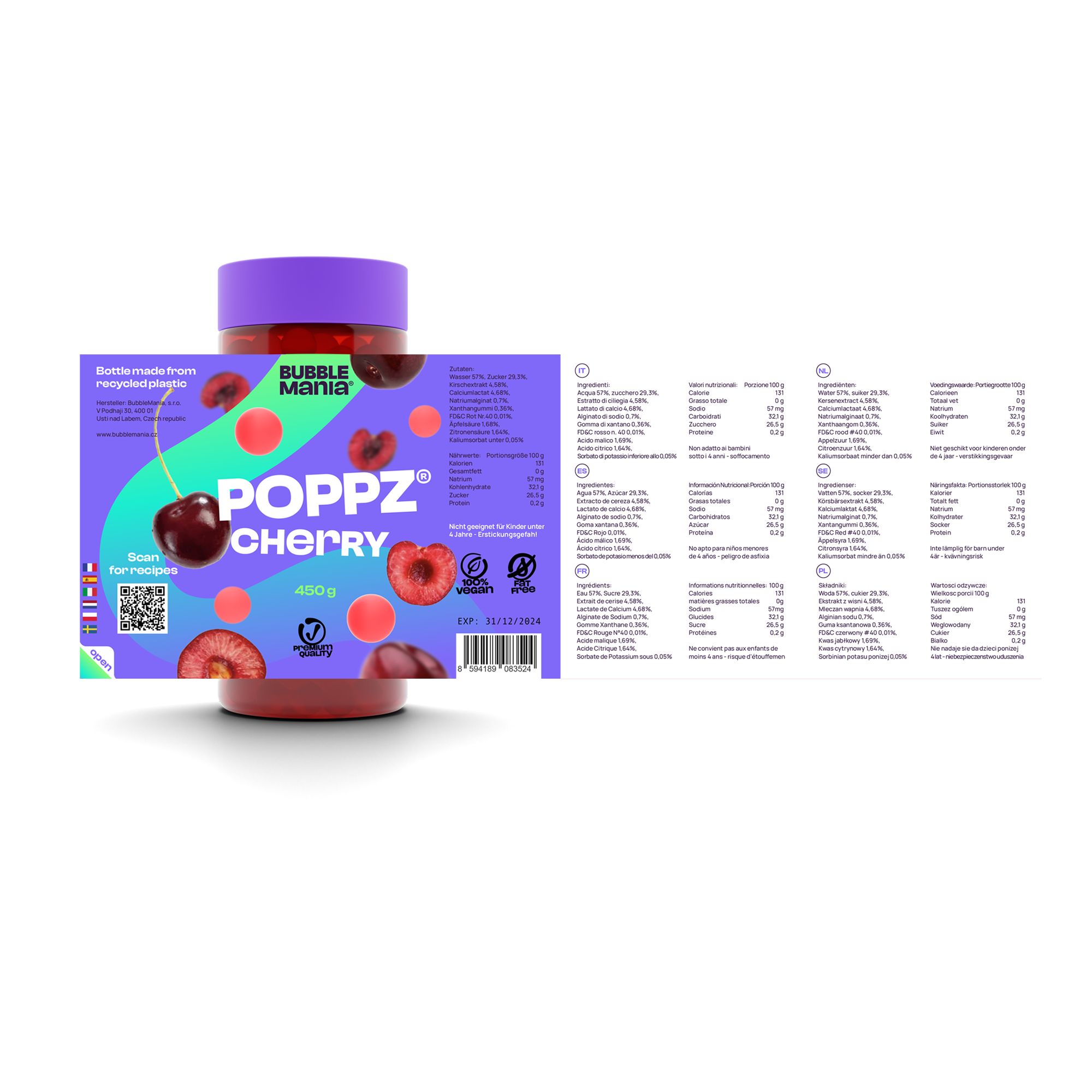 POPPZ Mix Kiwi, Kirsche | 2 x 450 G