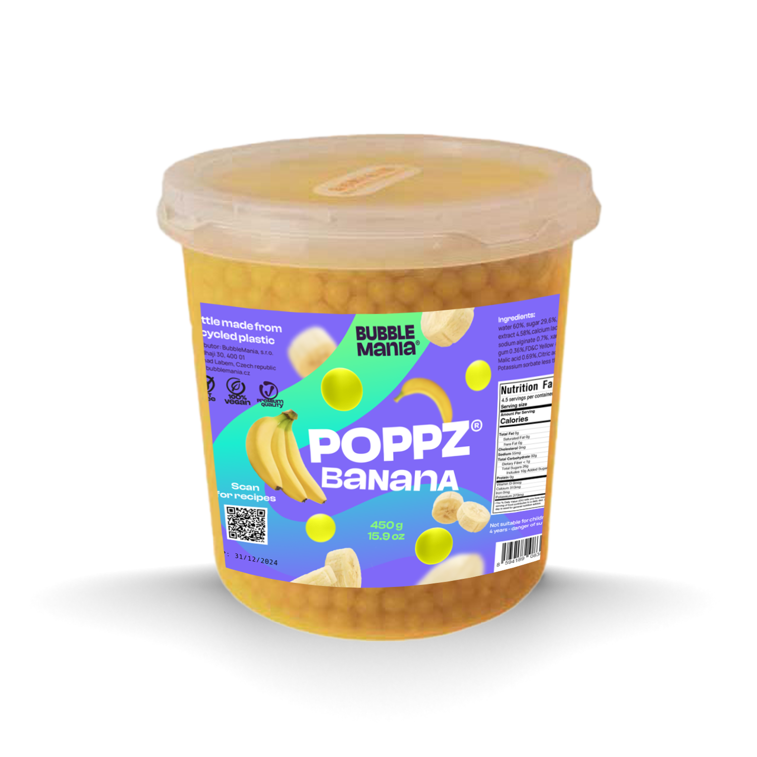 POPPZ Banana Kit with Tapioca scoop and 10 straws