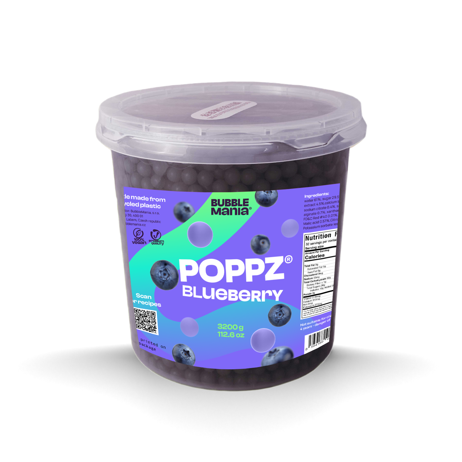POPPZ Blueberry Kit with Tapioca scoop and 10 straws