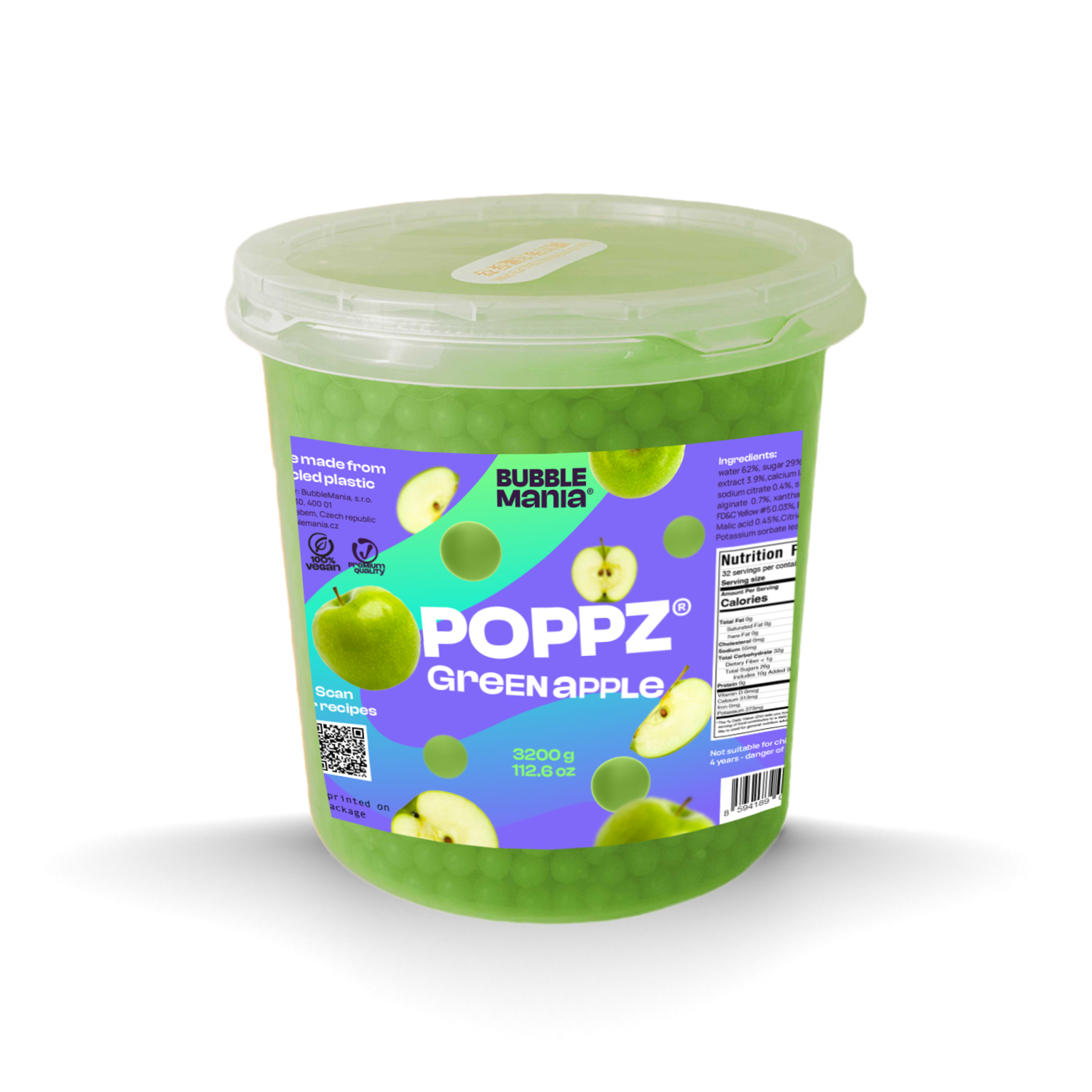 POPPZ Grüner Apfel Kit with Tapioca scoop and 10 straws