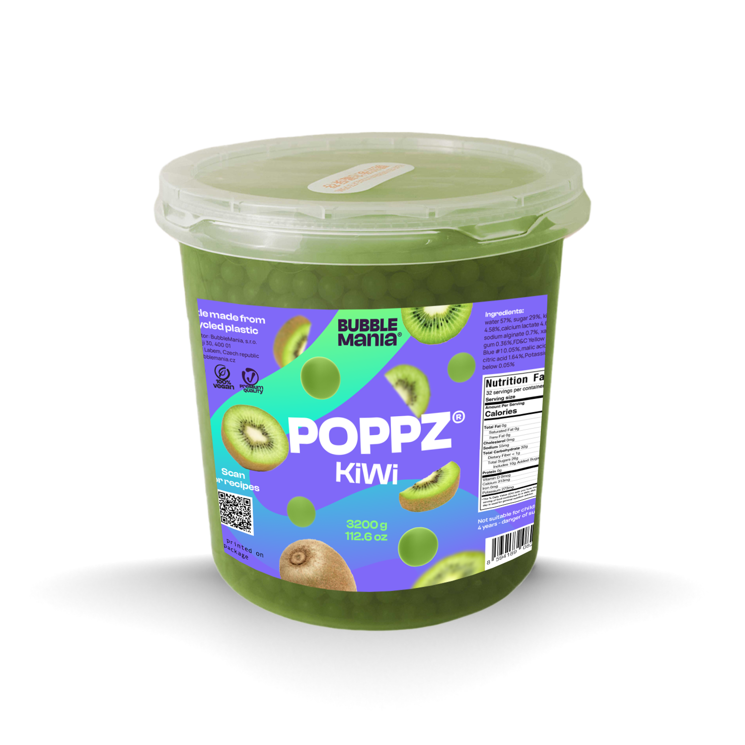 POPPZ Kiwi Kit with Tapioca scoop and 10 straws
