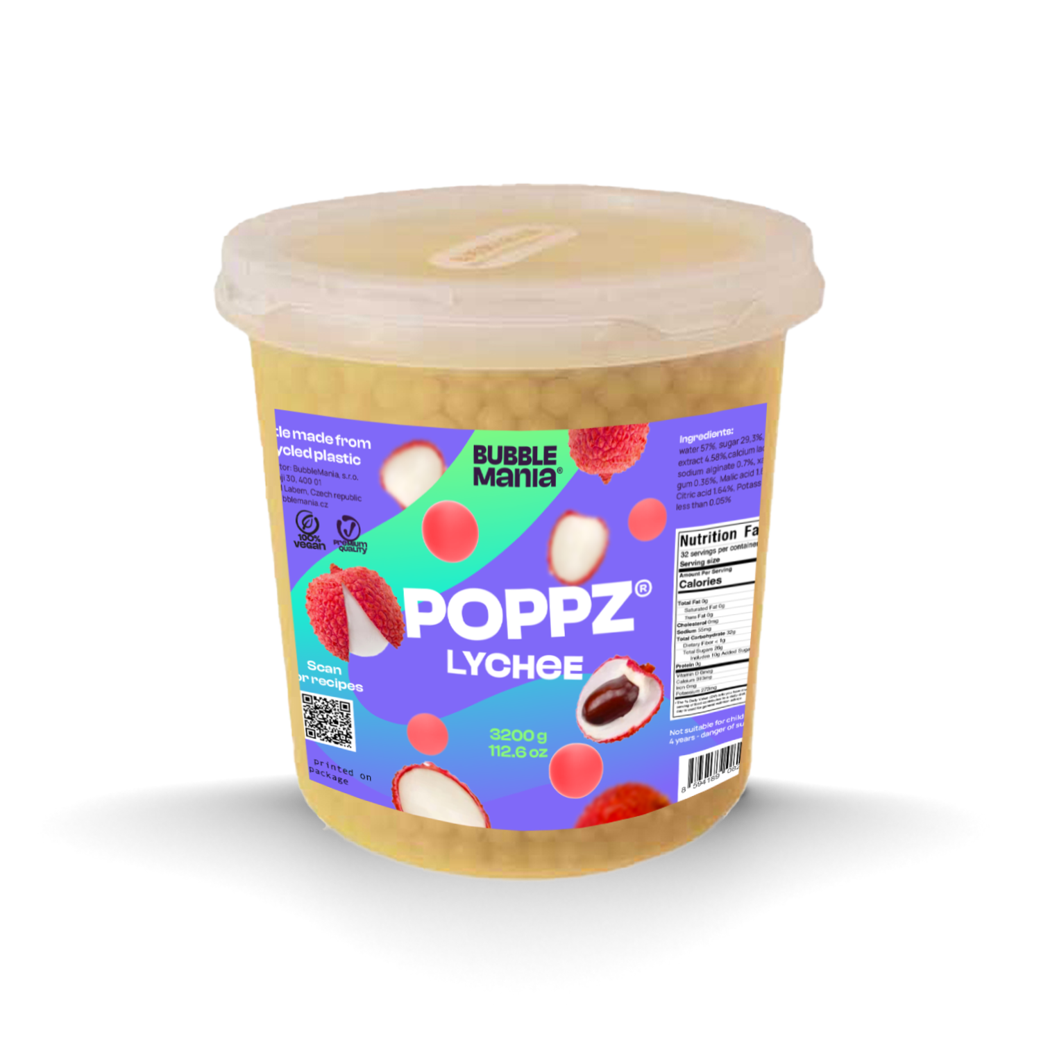 POPPZ Lychee Kit with Tapioca scoop and 10 straws