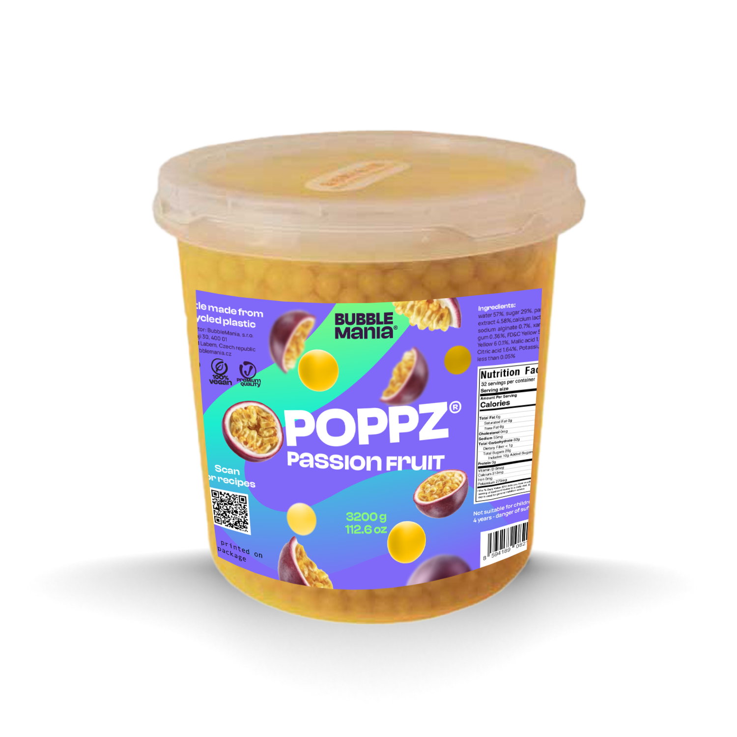 POPPZ Passion fruit Kit with Tapioca scoop and 10 straws