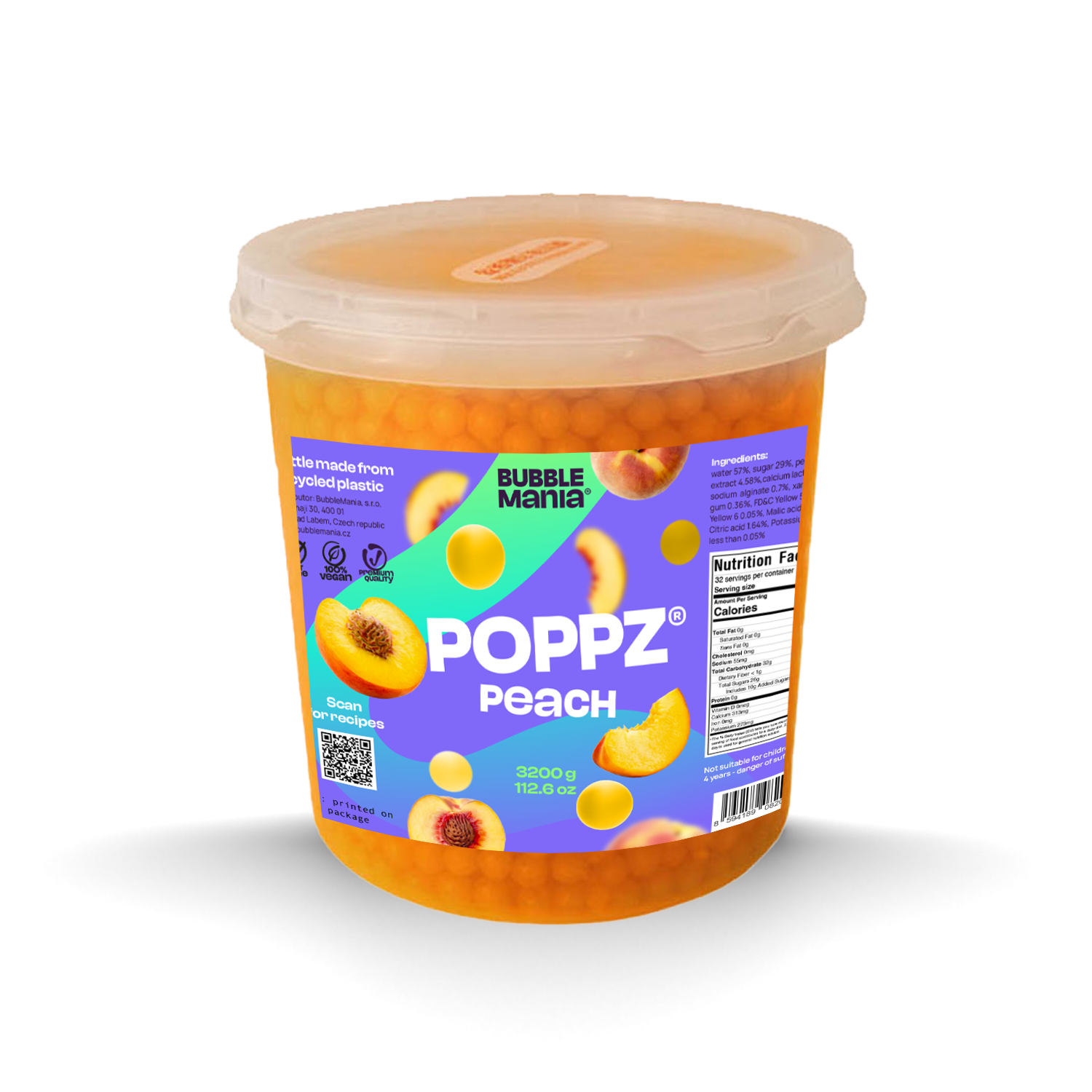 POPPZ Peach Kit with Tapioca scoop and 10 straws