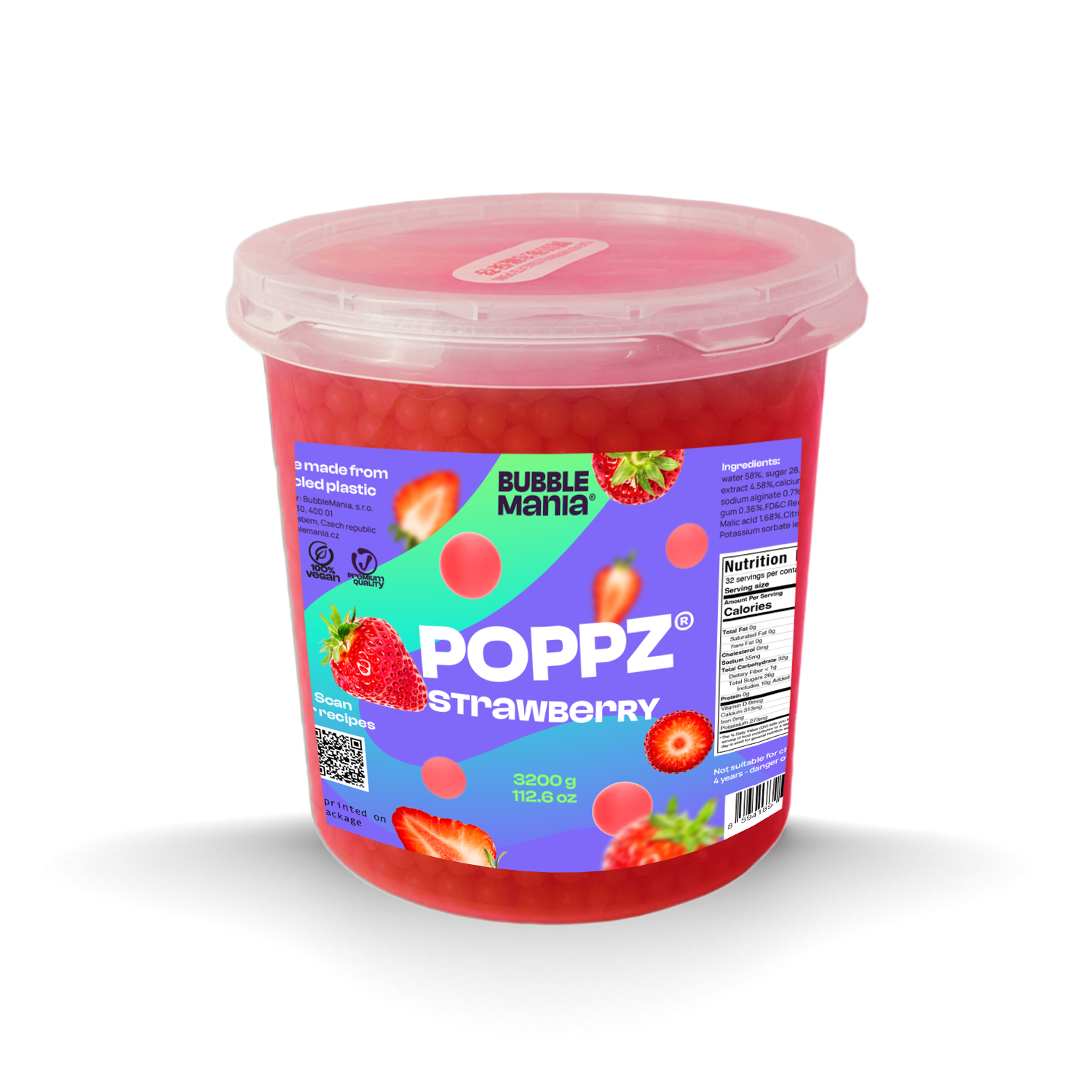 POPPZ Strawberry Kit with Tapioca scoop and 10 straws