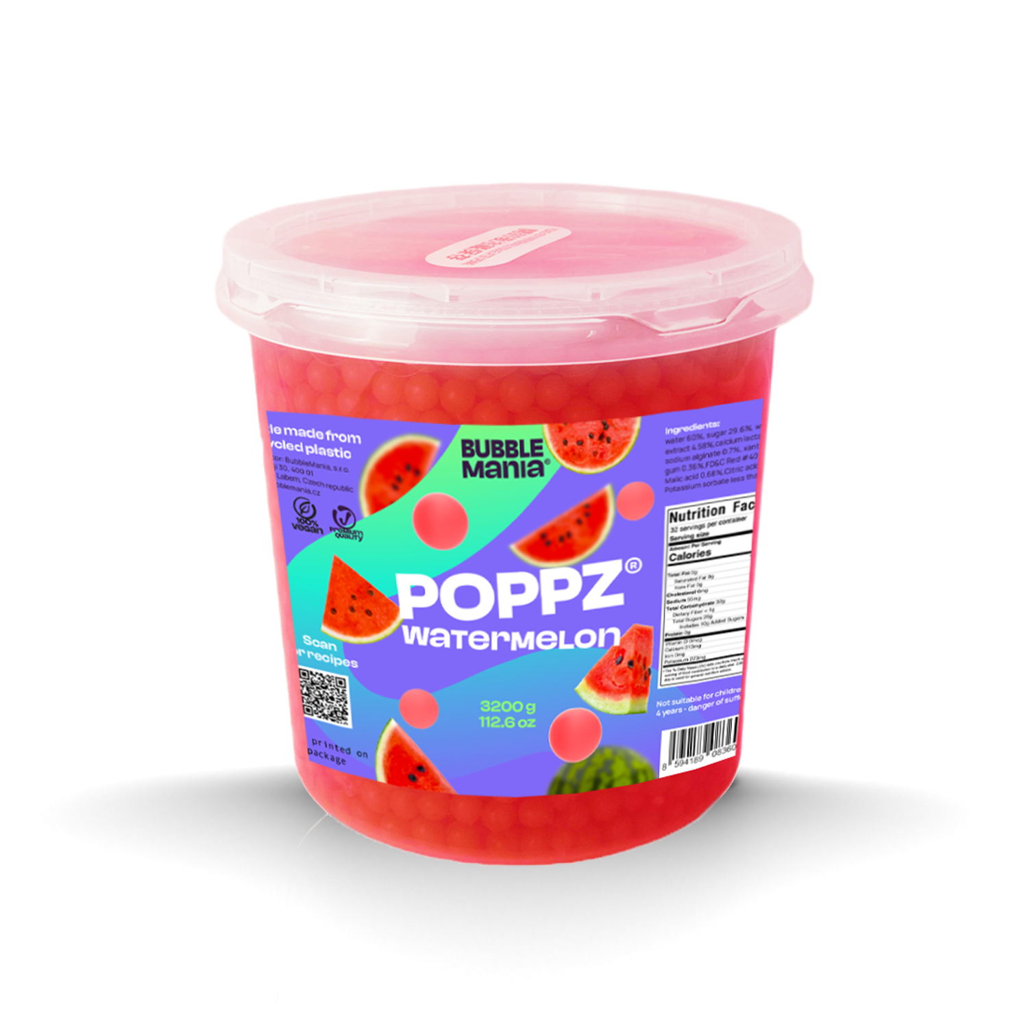 POPPZ Watermelon Kit with Tapioca scoop and 10 straws