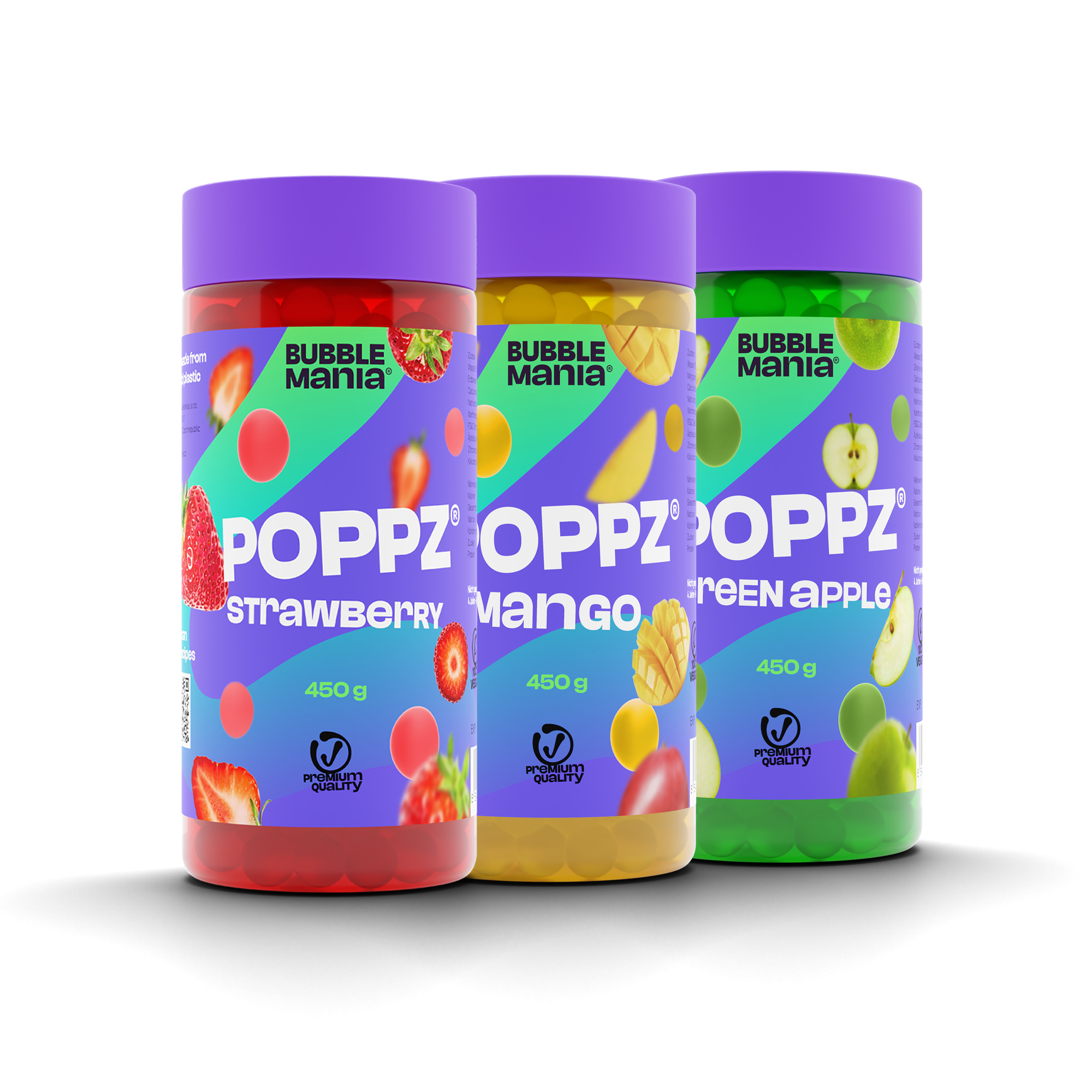 POPPZ Mix Mango, Erdbeere, Grüner Apfel | 3 x 450 G